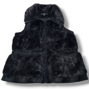 RLZ Vest Size Large Women's Faux Fur Vest Black Sleeveless Vest Jacket Pre-owned
